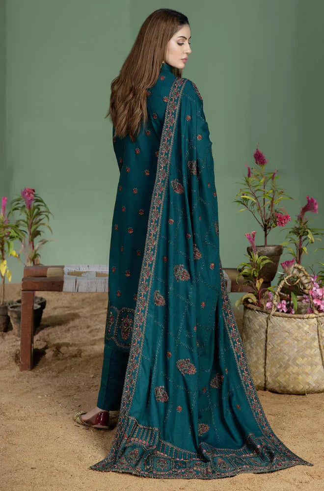 3PC DHANAK UNSTITCHED WITH EMBROIDERED SHAWL