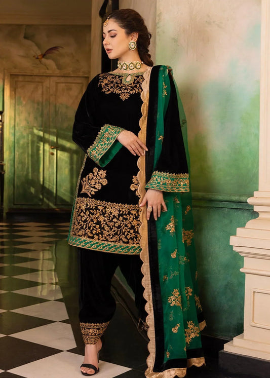 Velvet Embroidered Winter 3 Piece Suit