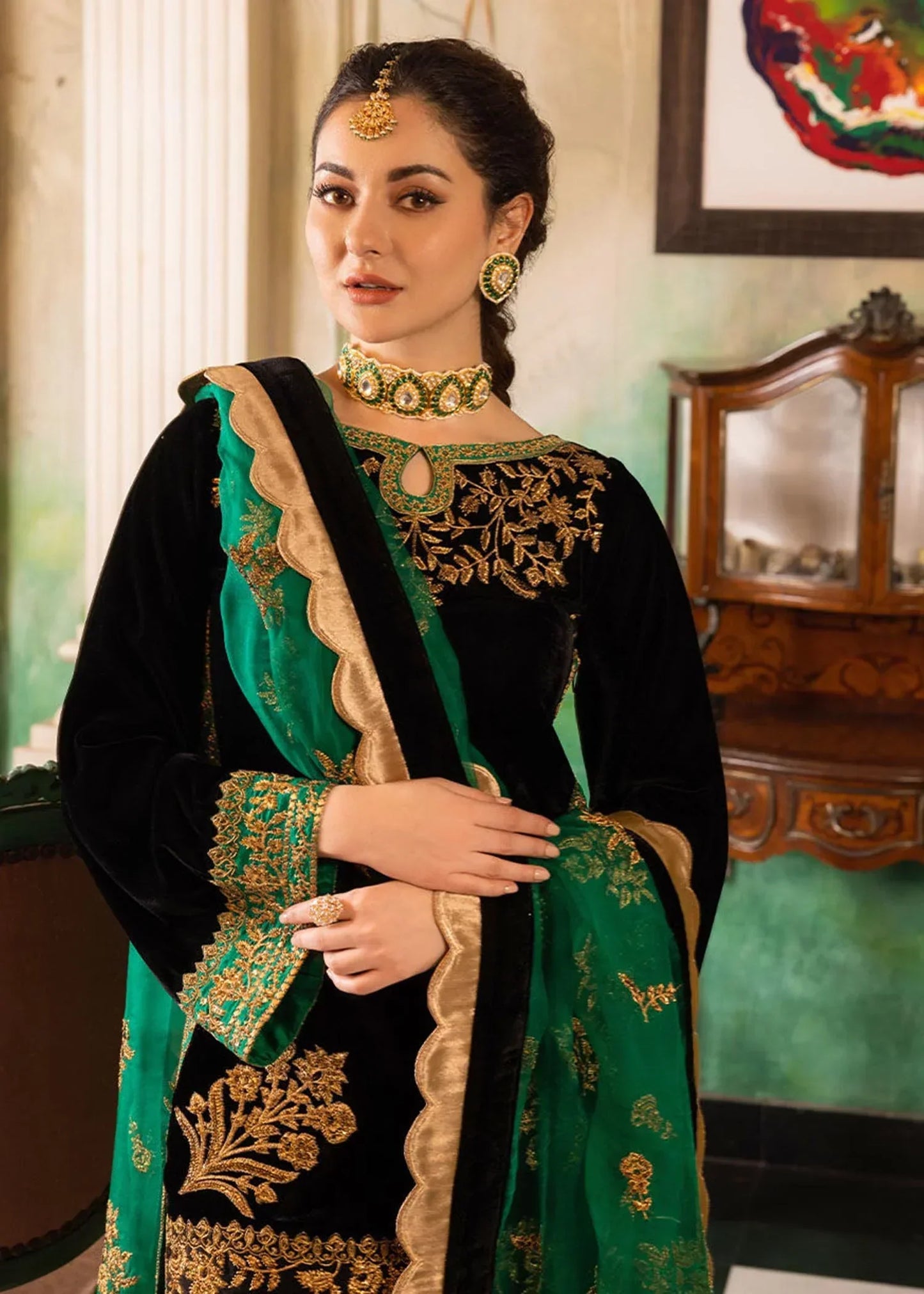 Velvet Embroidered Winter 3 Piece Suit