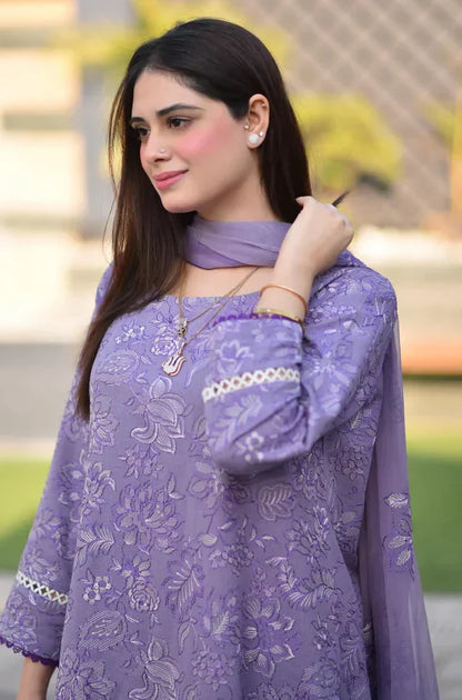 3pc BAREEZE UNSTITCHED IN DHANAK FABRIC