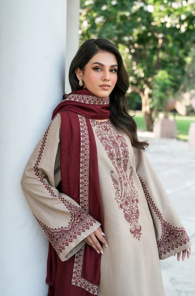 3pc BAROQUE DHANAK WITH SHAWL