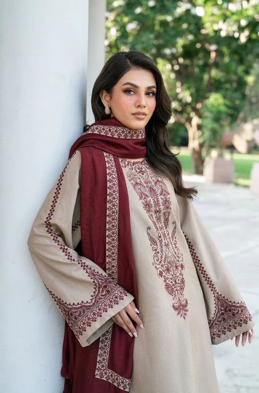 3pc BAROQUE DHANAK WITH SHAWL