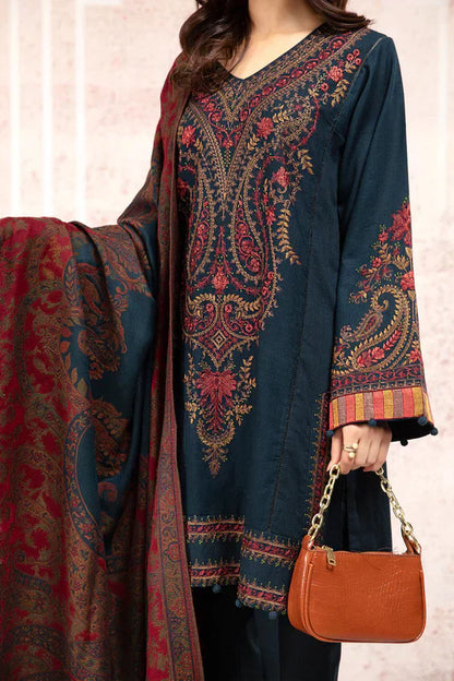 Winter 3PC Khaddar Embroidered Suit with Printed Wool Shawll